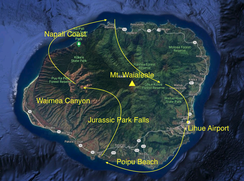 Wings Over Kauai Flight Route