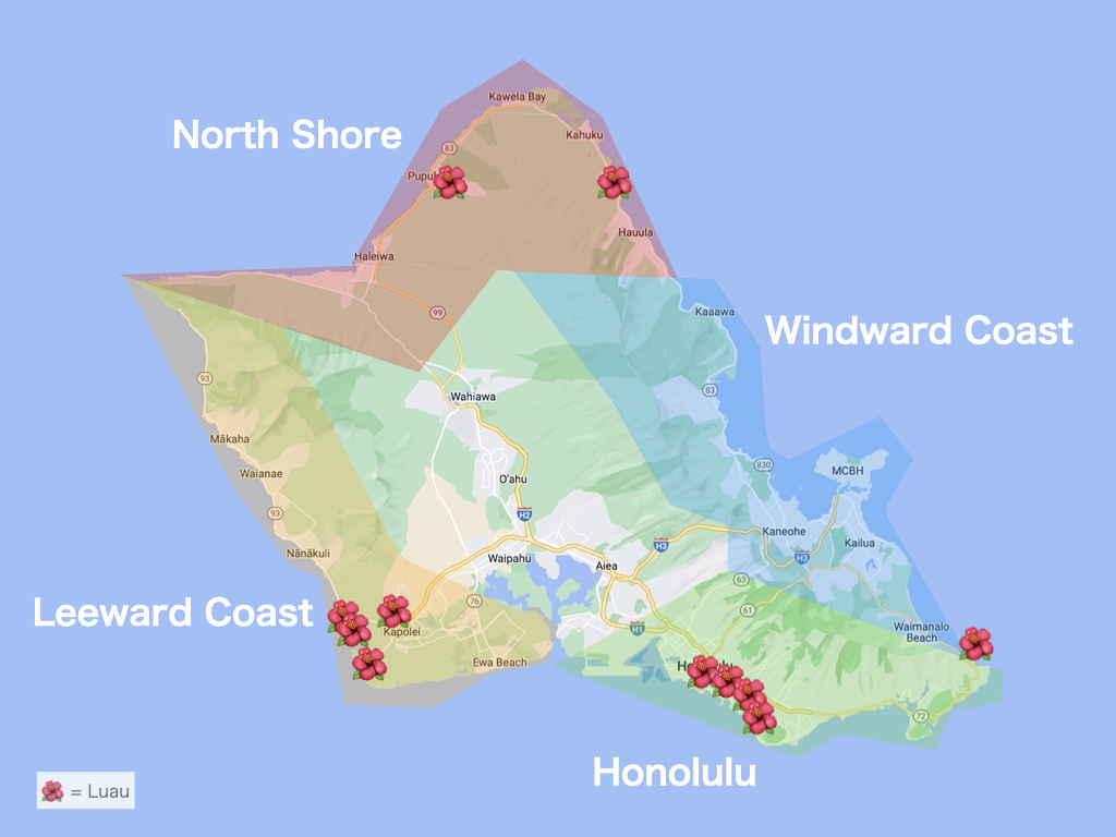 Oahu Luau Map